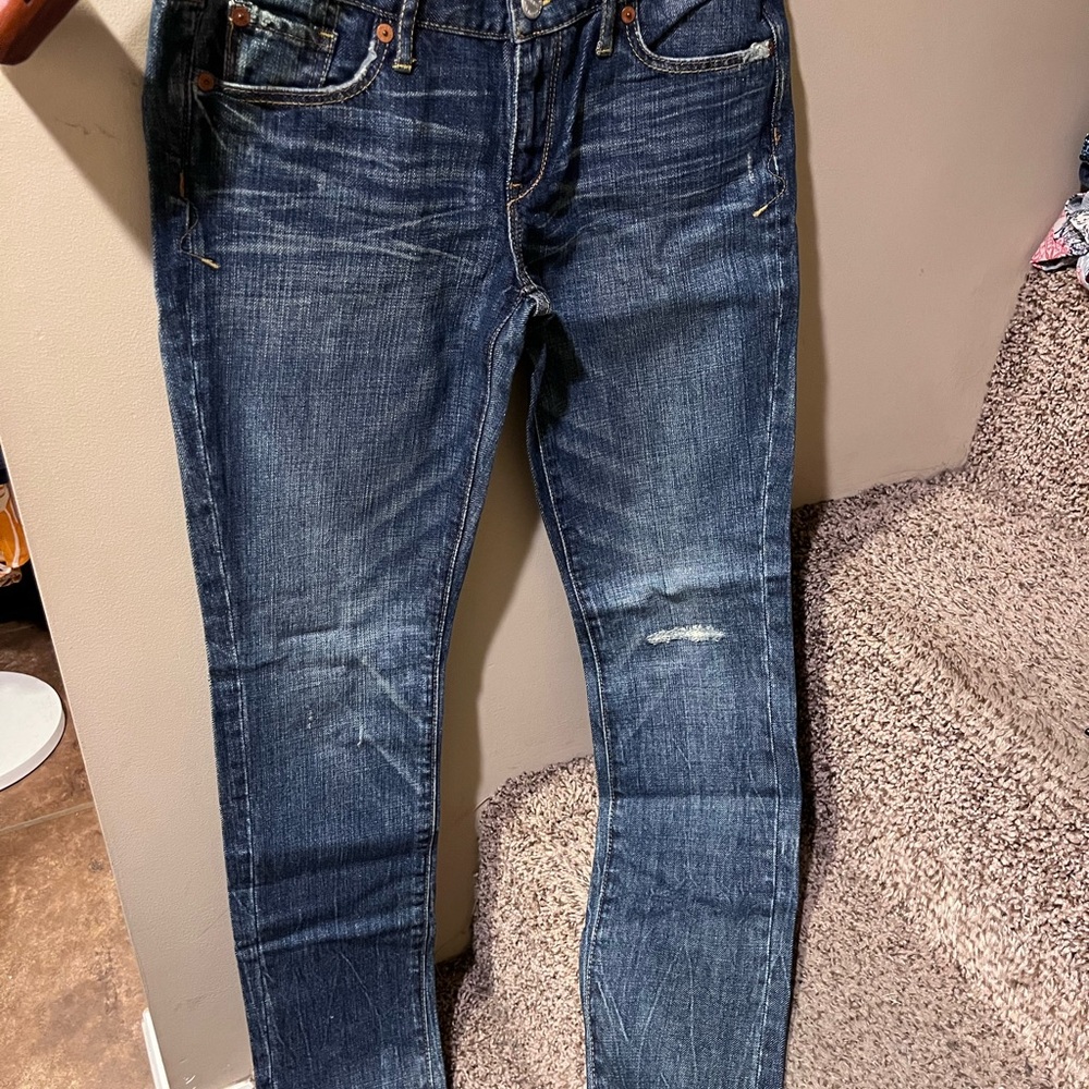 Ruehl No.925 Blue Straight Leg Jeans with Distressed Details
